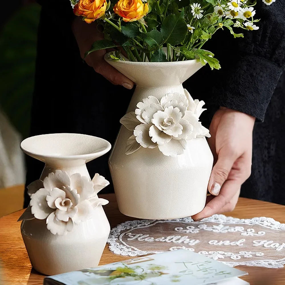 3D Floral Ceramic Vase