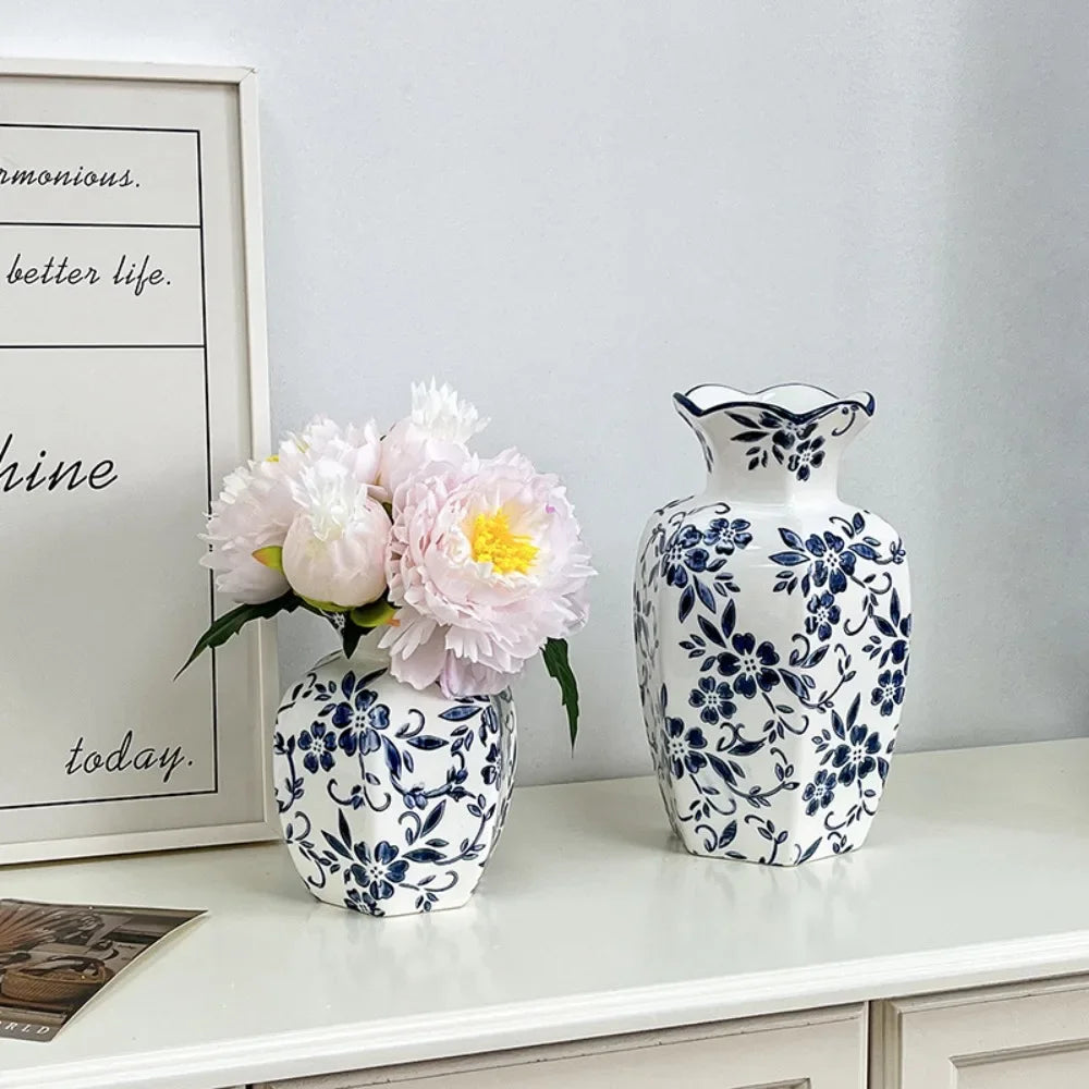 Nordic Blue White Vase