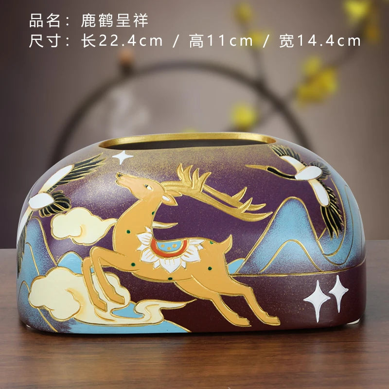 Hand-Painted Ceramic Tissue Box