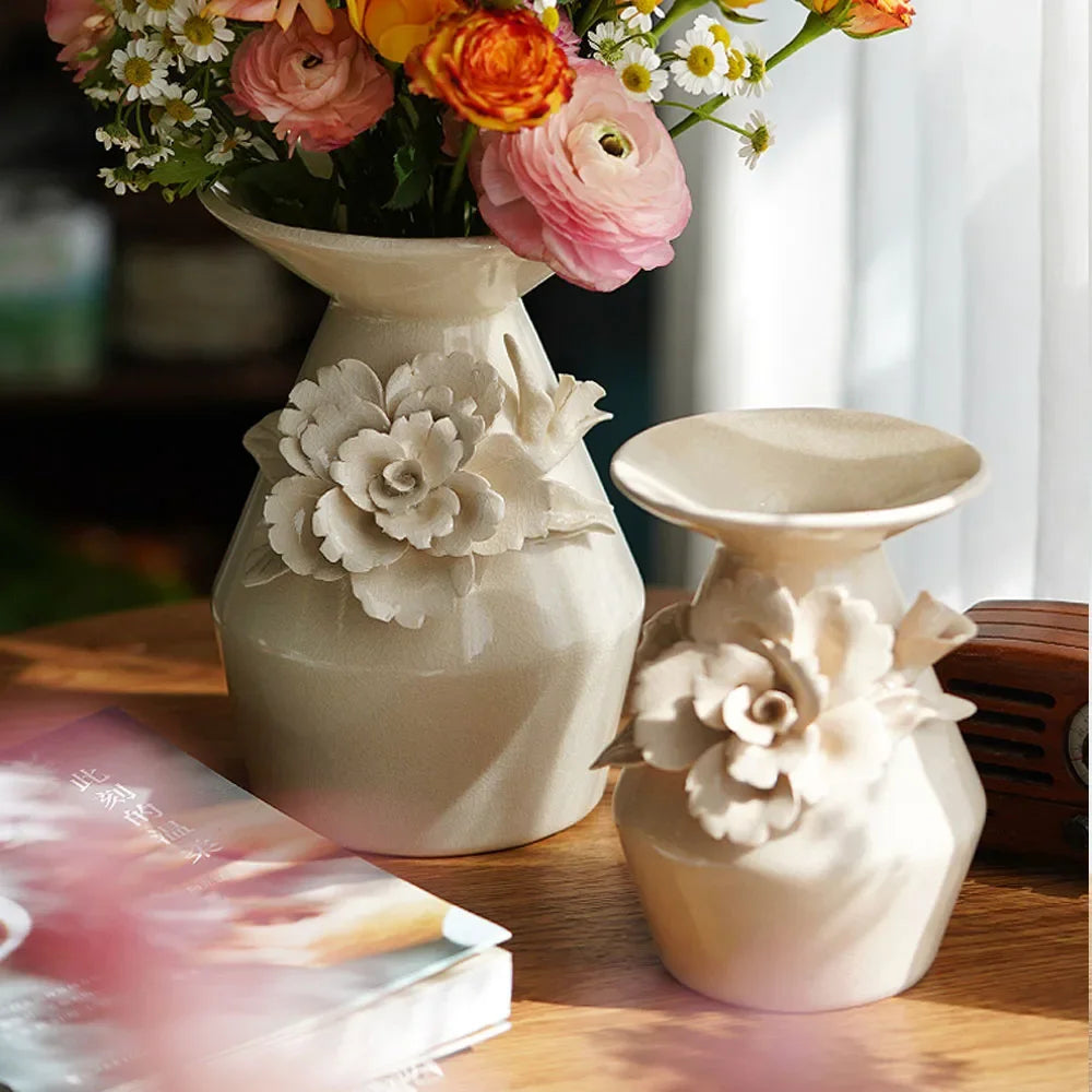3D Floral Ceramic Vase