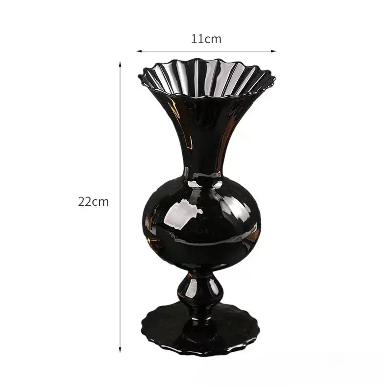 Vintage Glass Black Vase
