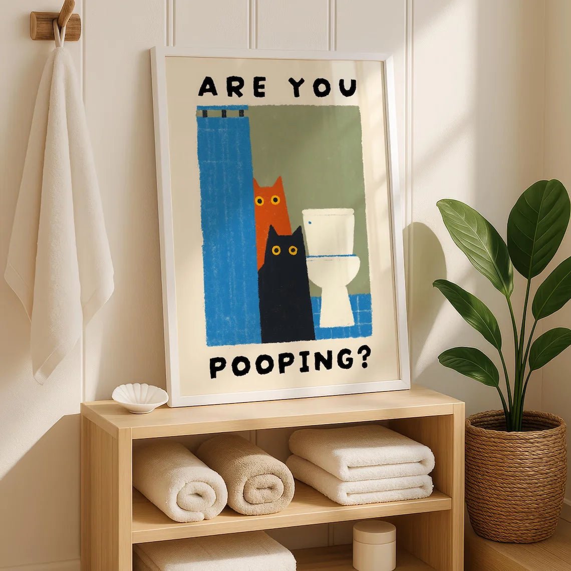 Funny Cat Bathroom Print