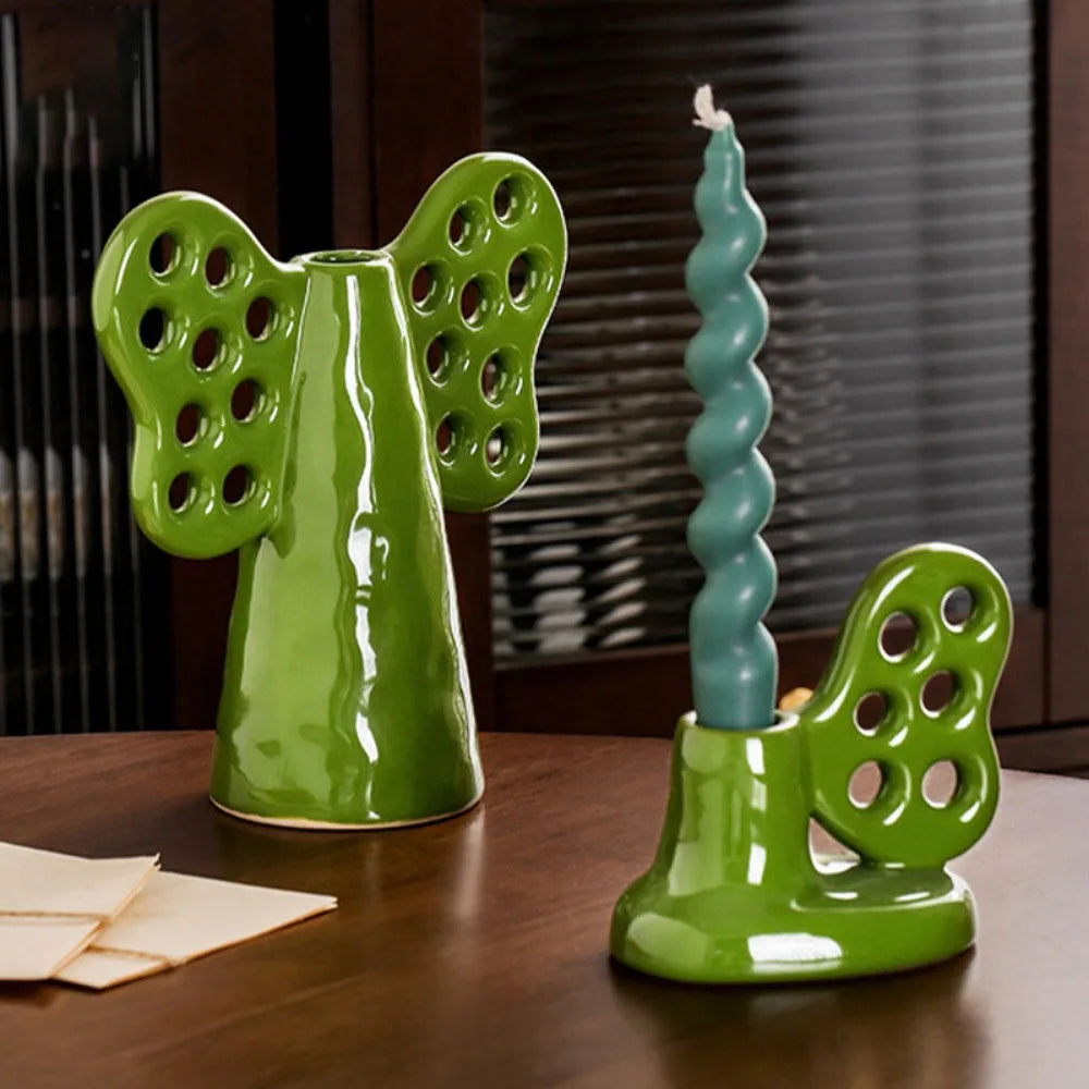 Butterfly Ceramic Candlestick