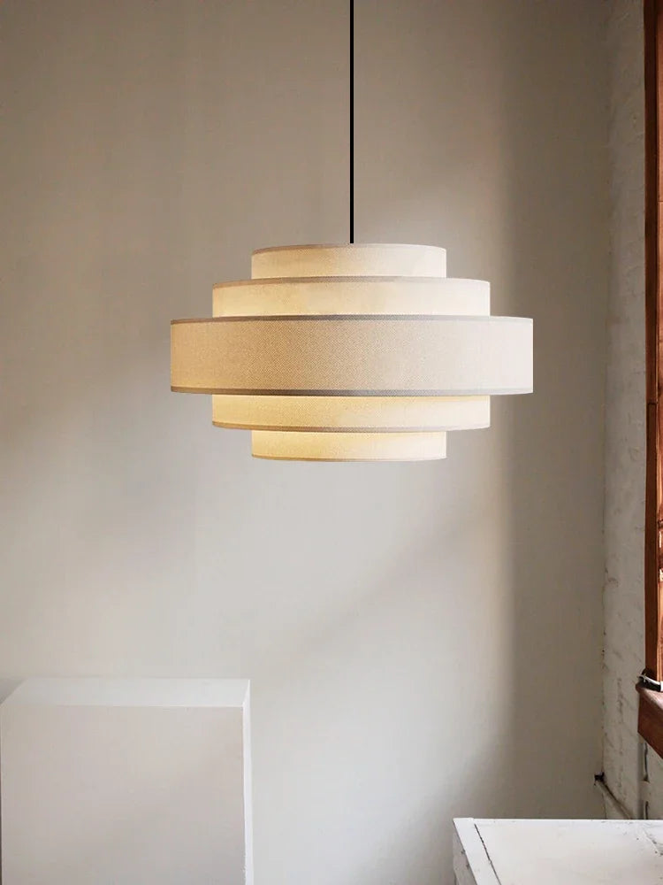 Clean Nordic Wabi-Sabi Fabric Pendant Light