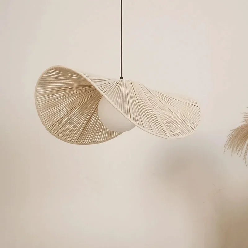 Nordic Straw Hat Rope Pendant Light