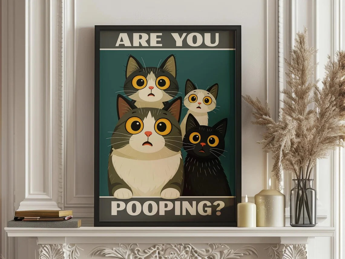Funny Cat Bathroom Print