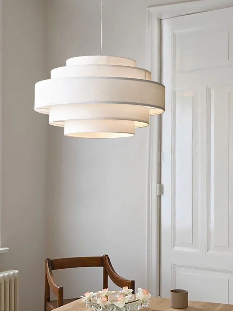 Clean Nordic Wabi-Sabi Fabric Pendant Light
