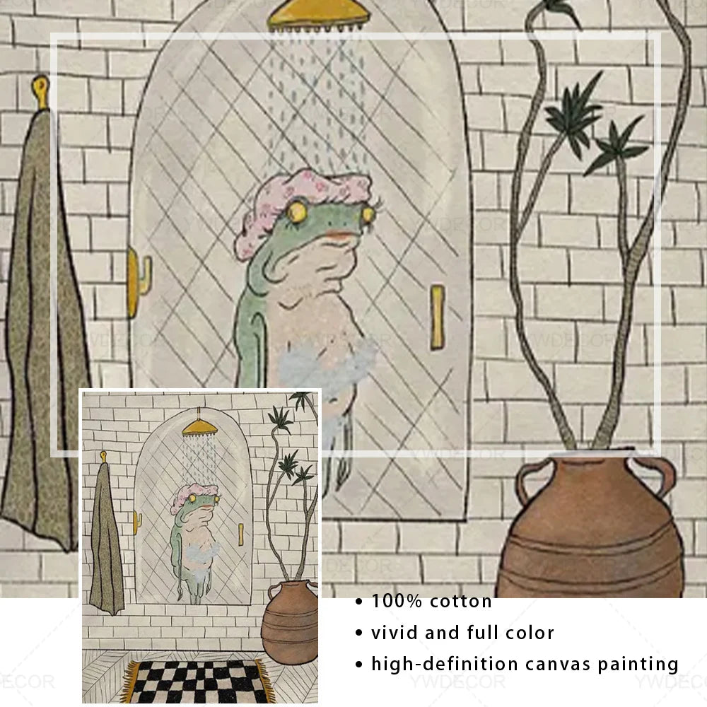 Cute Bathing Frog Wall Art