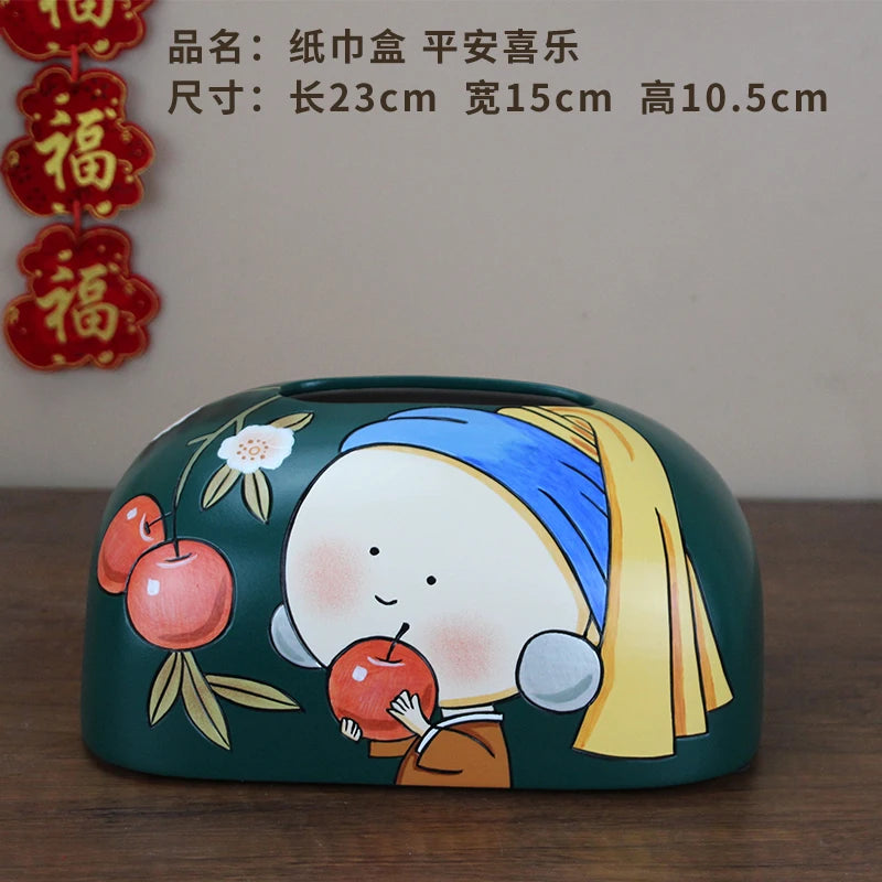 Hand-Painted Ceramic Tissue Box