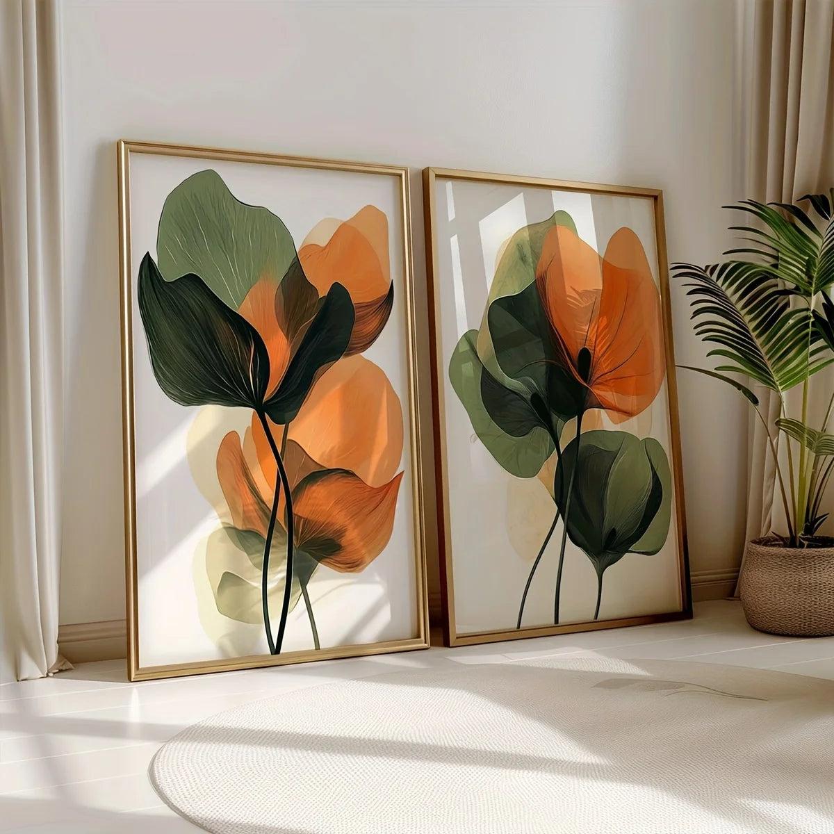 Boho Abstract Floral Canvas Set