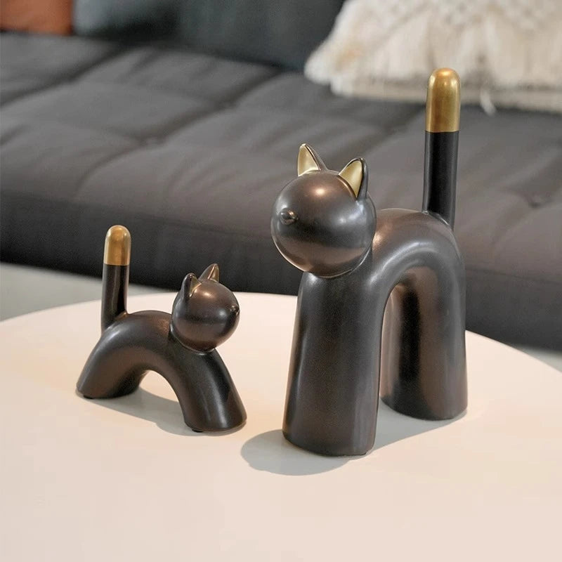 Abstract Cat Ceramic Decor