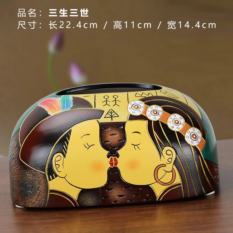 Hand-Painted Ceramic Tissue Box