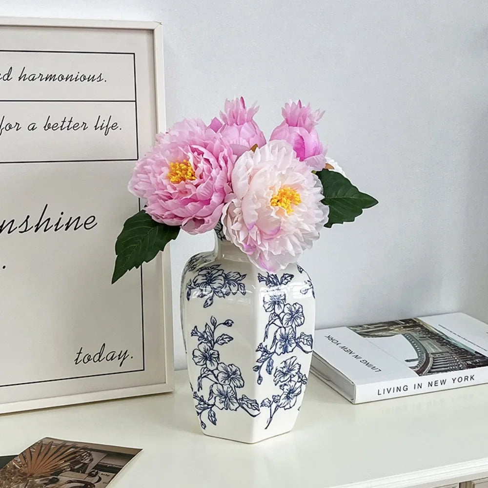Nordic Blue White Vase
