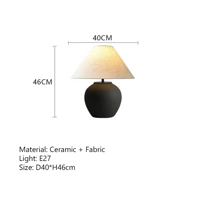 Wabi-Sabi Ceramic Fabric Table Lamp