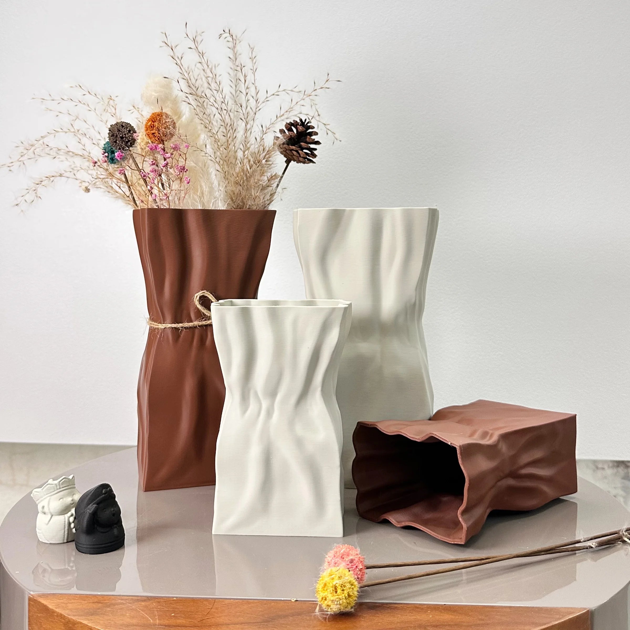 Scandinavian Pleated Vase Set