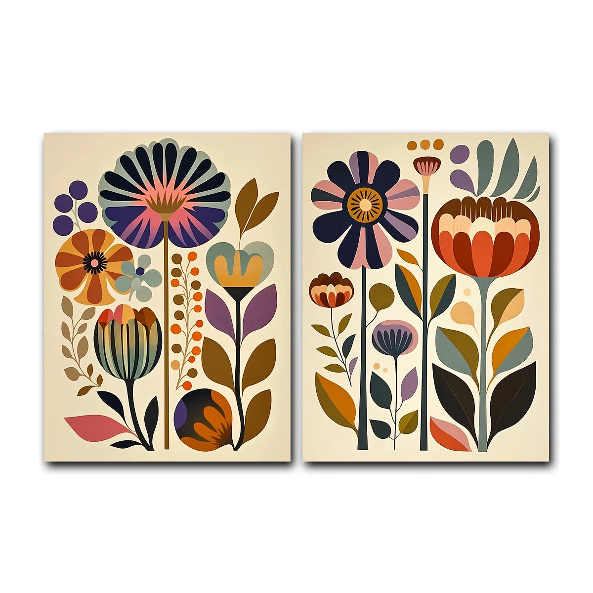 Boho Floral Canvas Set