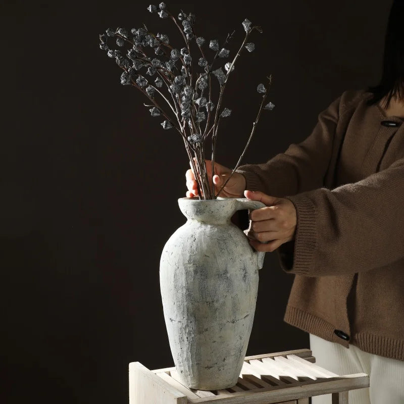 Distressed Ceramic Tall Vase