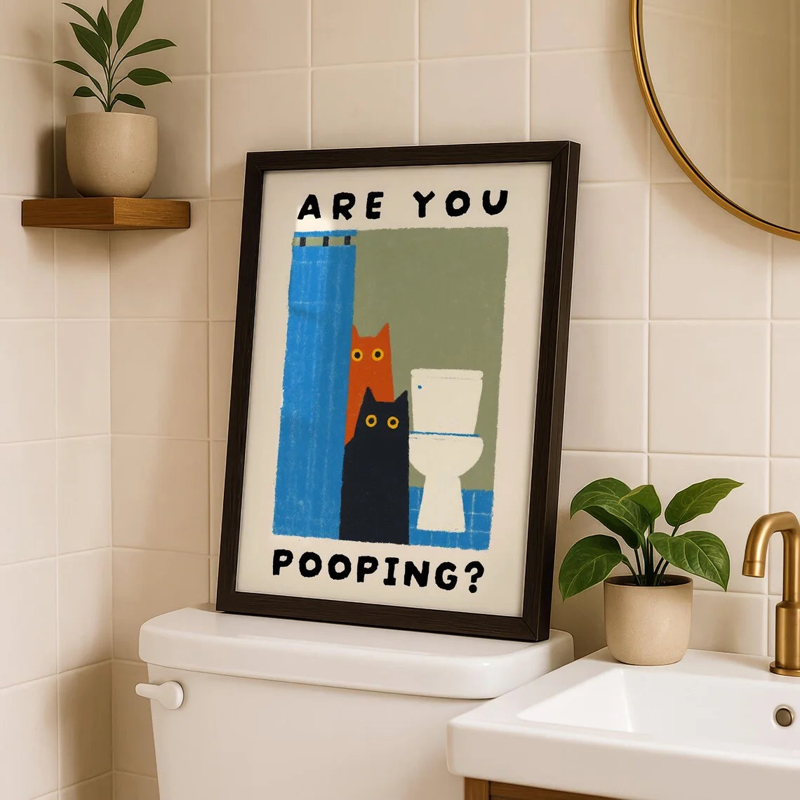 Funny Cat Bathroom Print