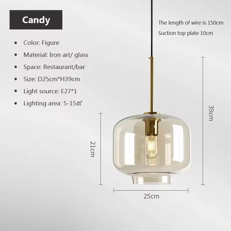 Nordic Glass Industrial Pendant Light