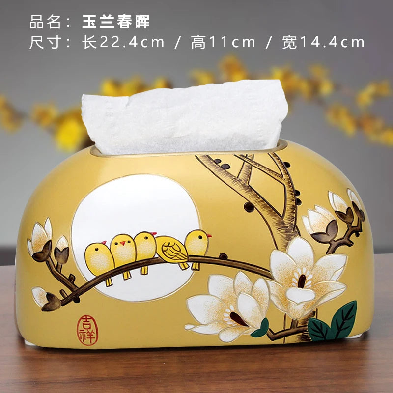 Hand-Painted Ceramic Tissue Box