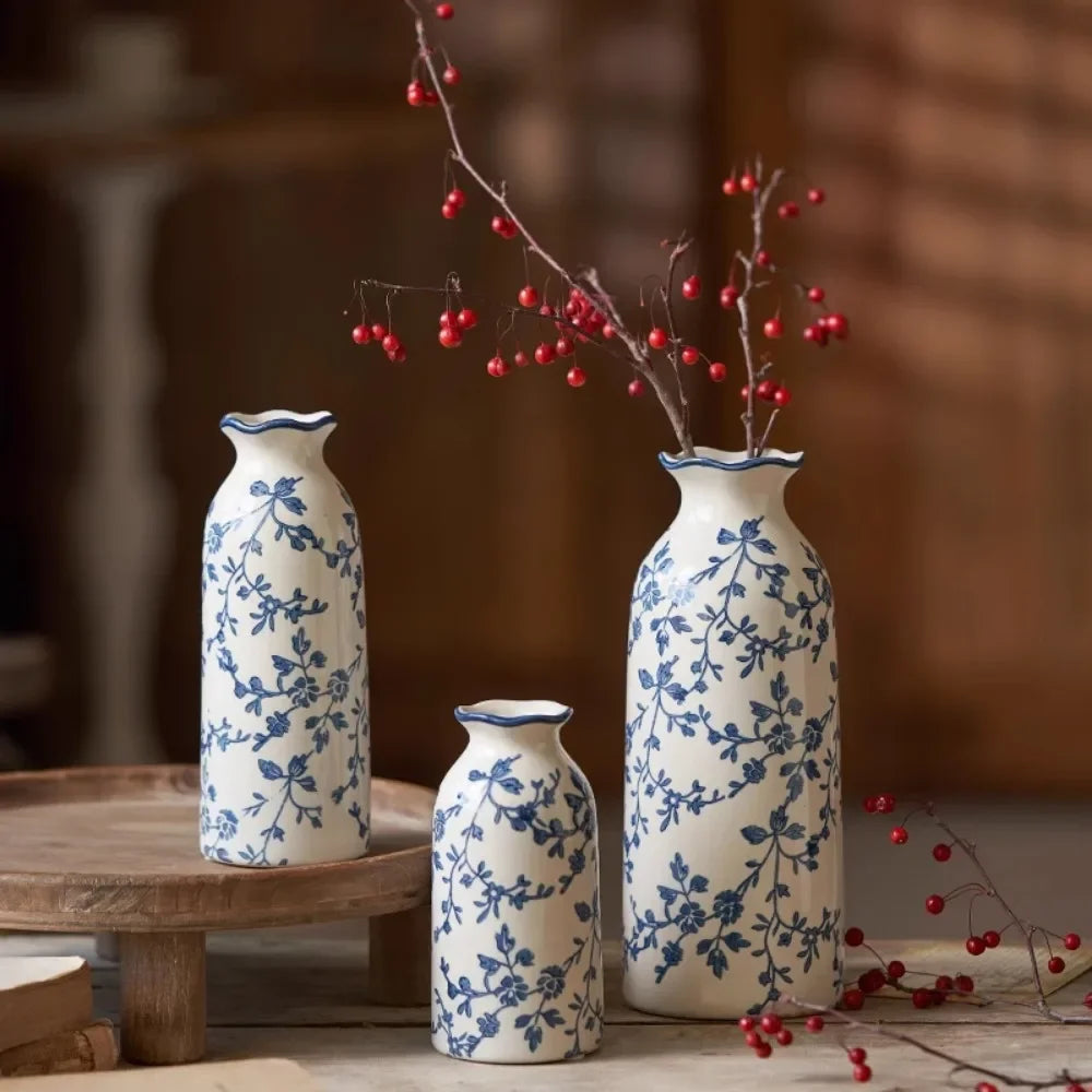 Nordic Blue White Porcelain Vase