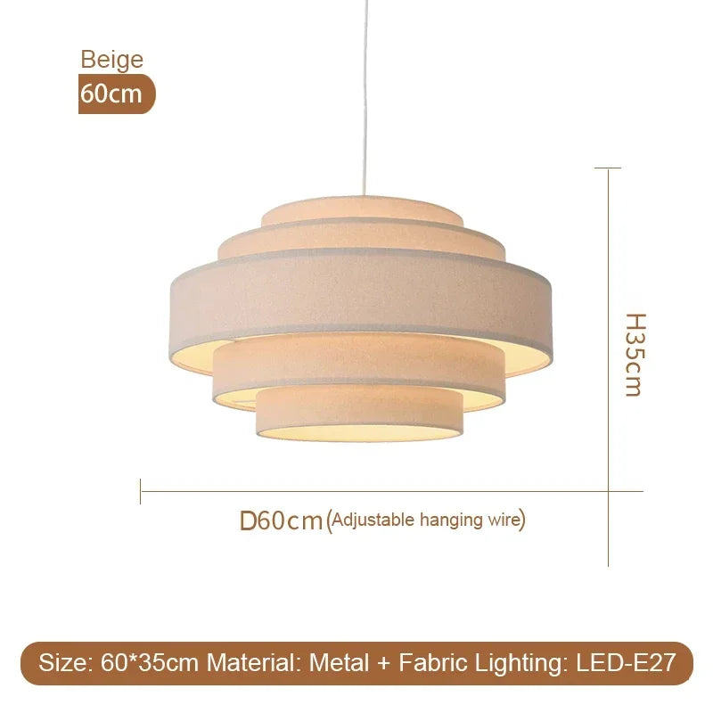 Clean Nordic Wabi-Sabi Fabric Pendant Light