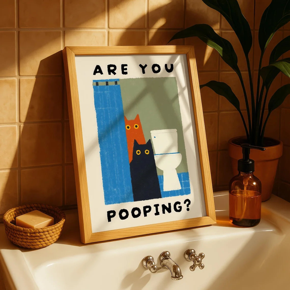 Funny Cat Bathroom Print