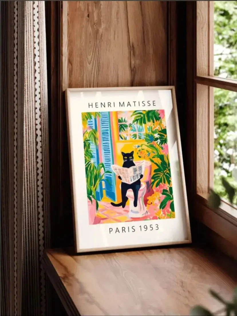 Funny Cat Bathroom Poster