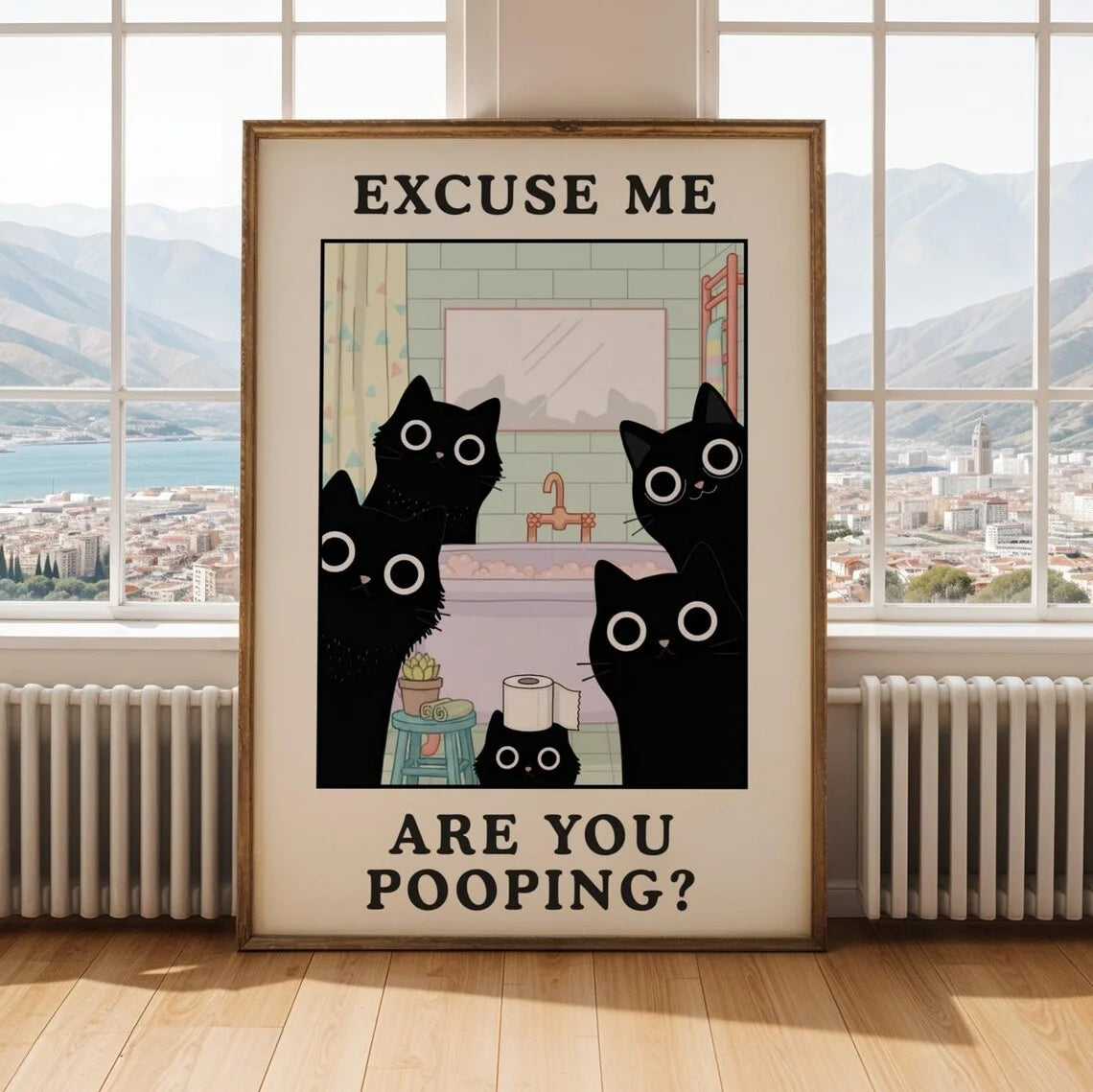 Funny Cat Bathroom Print