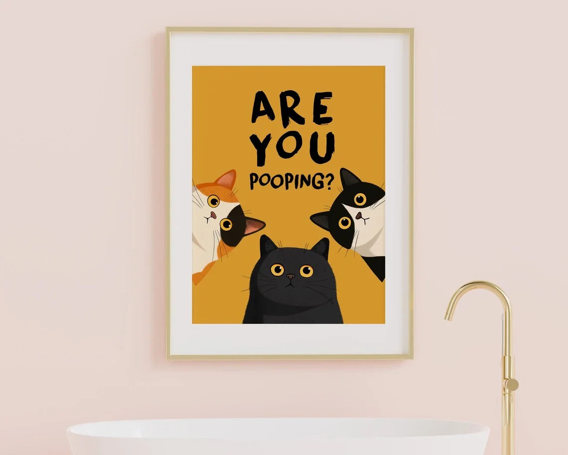 Funny Cat Bathroom Print