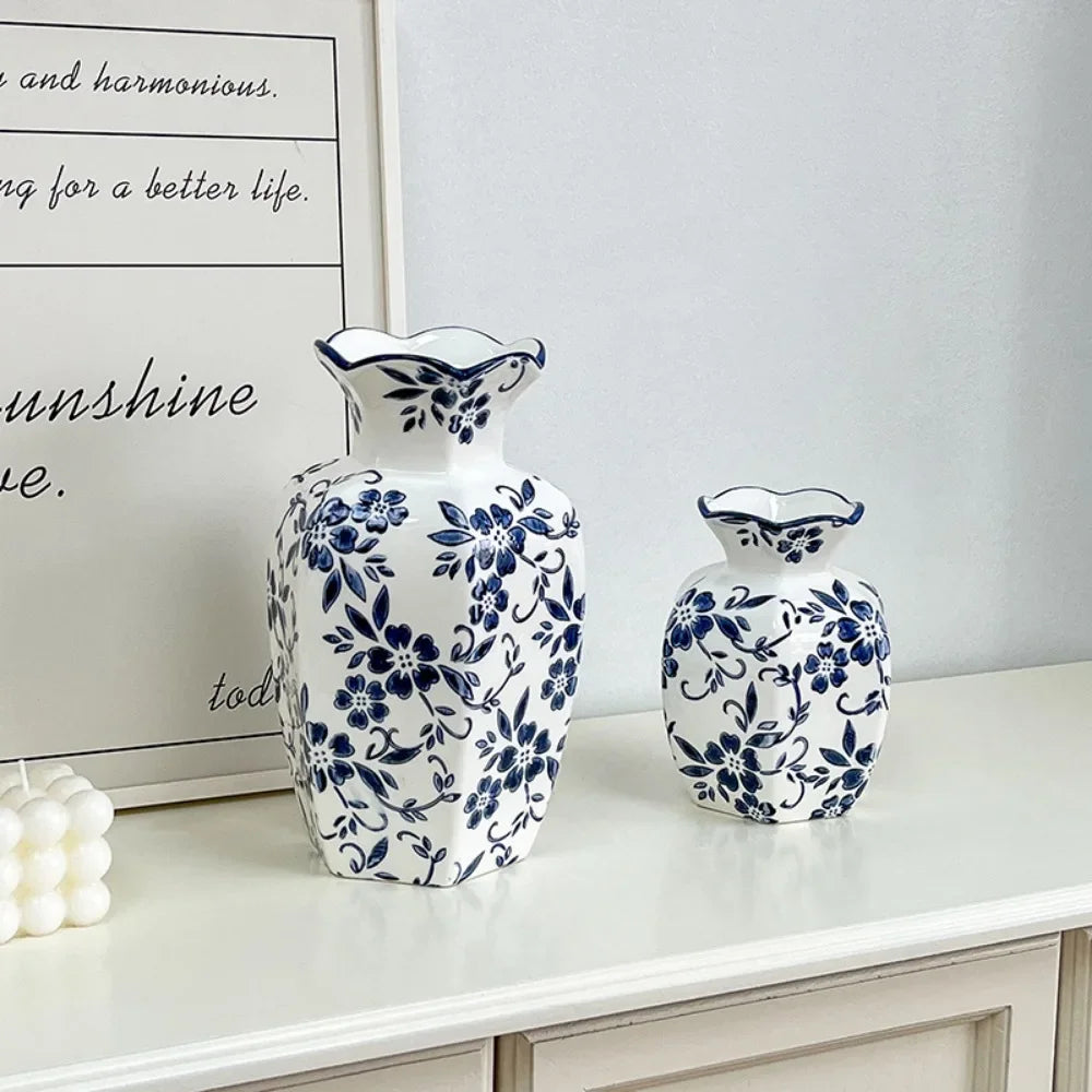 Nordic Blue White Vase