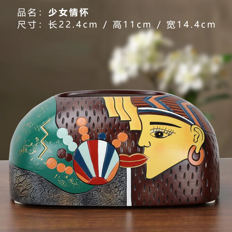Hand-Painted Ceramic Tissue Box
