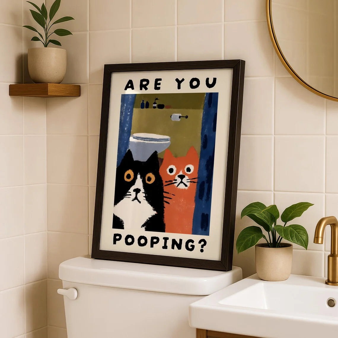 Funny Cat Bathroom Print
