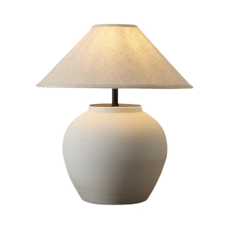 Wabi-Sabi Ceramic Fabric Table Lamp