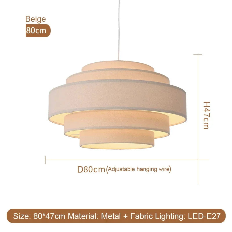 Clean Nordic Wabi-Sabi Fabric Pendant Light