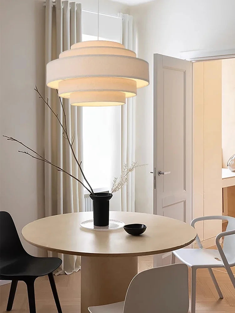Clean Nordic Wabi-Sabi Fabric Pendant Light