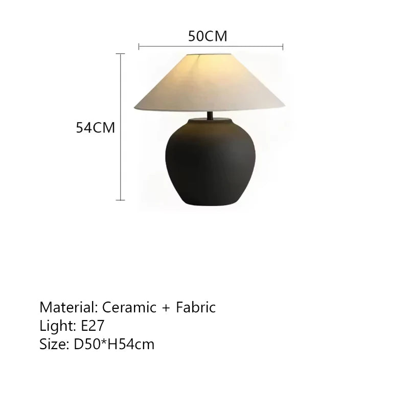 Wabi-Sabi Ceramic Fabric Table Lamp