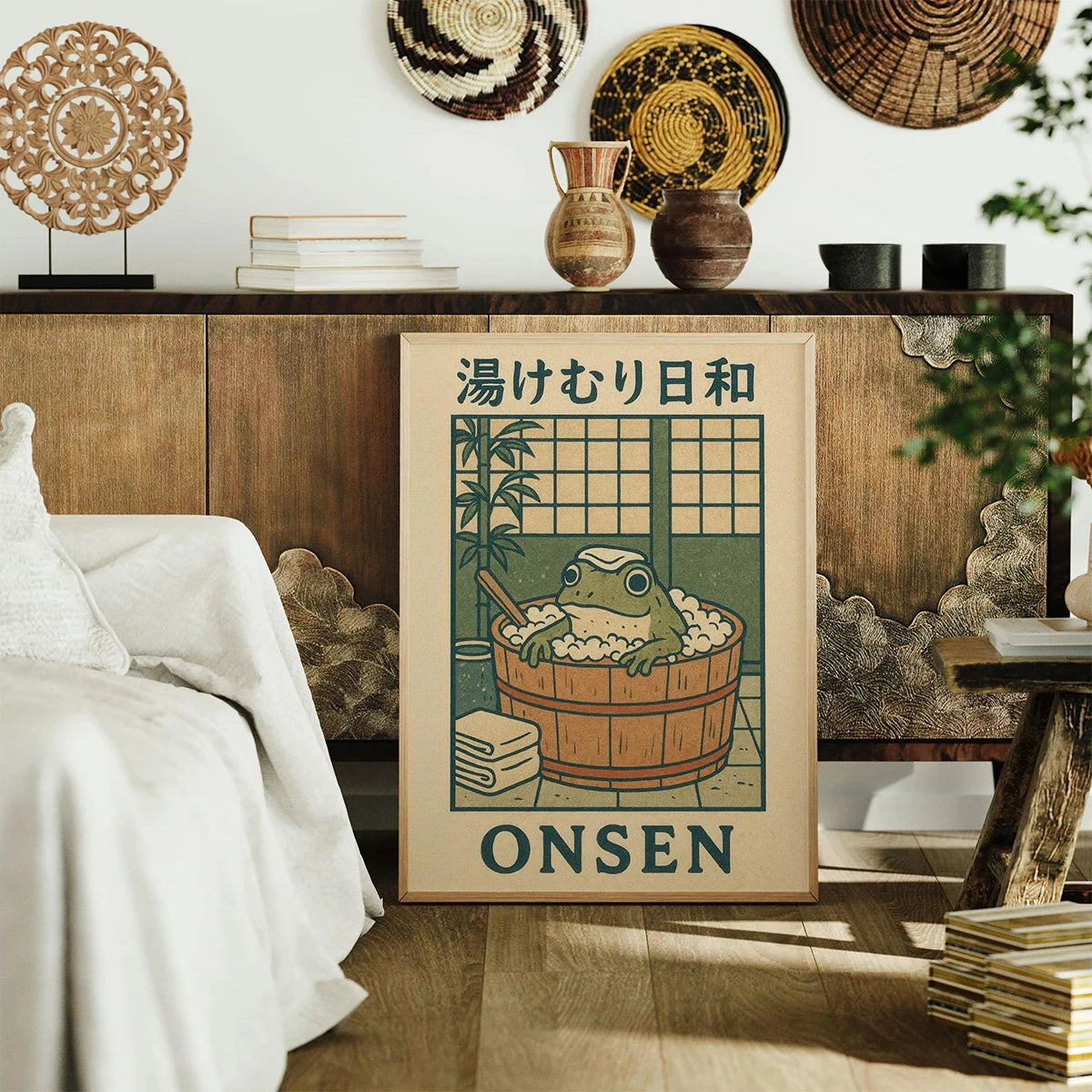 Retro Frog Bathtub Canvas Art
