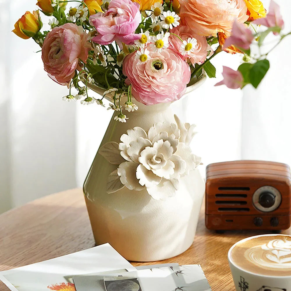 3D Floral Ceramic Vase