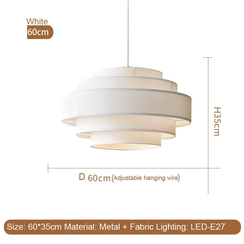Clean Nordic Wabi-Sabi Fabric Pendant Light