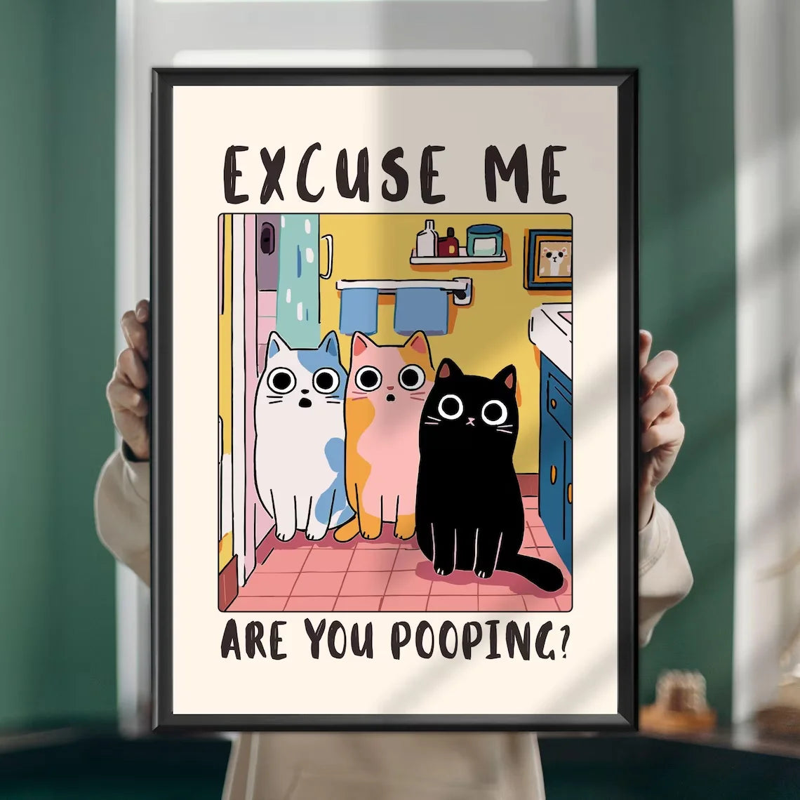 Funny Cat Bathroom Print