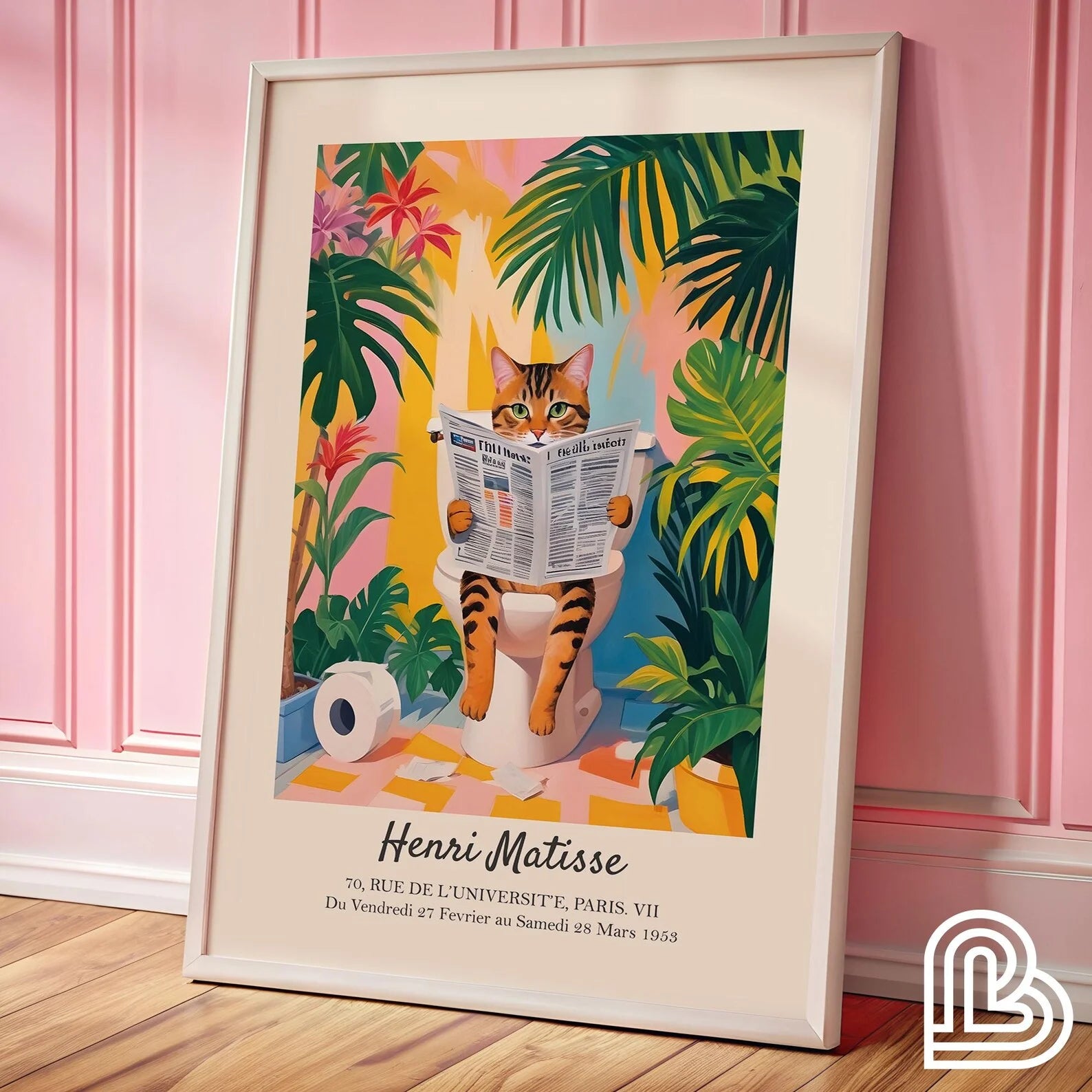 Funny Cat Bathroom Poster