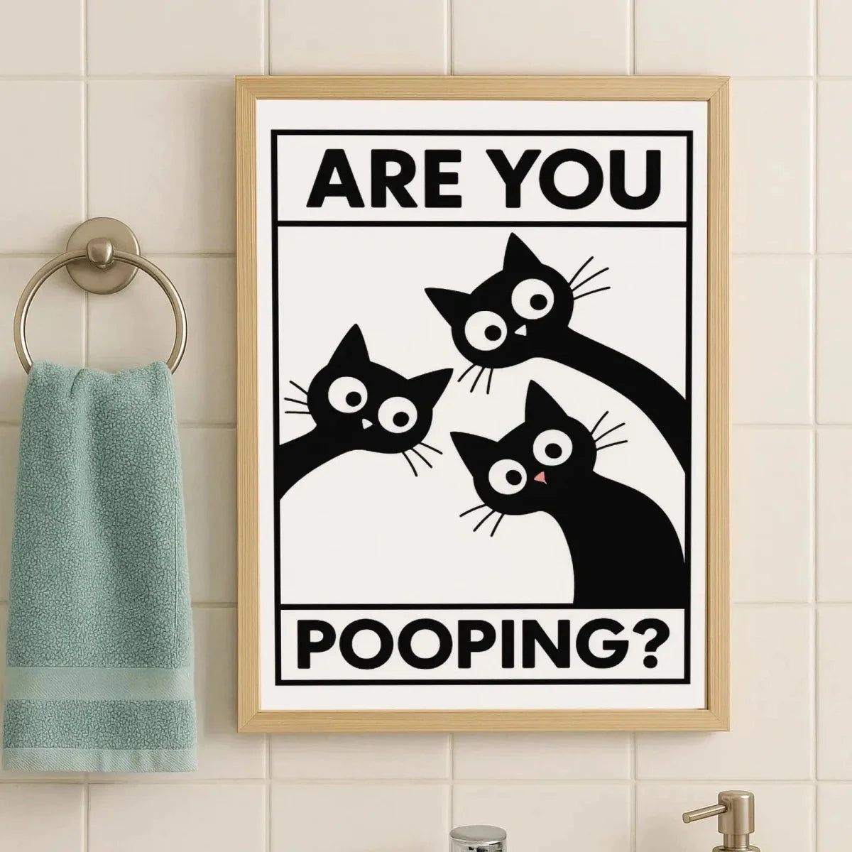 Funny Cat Bathroom Wall Art
