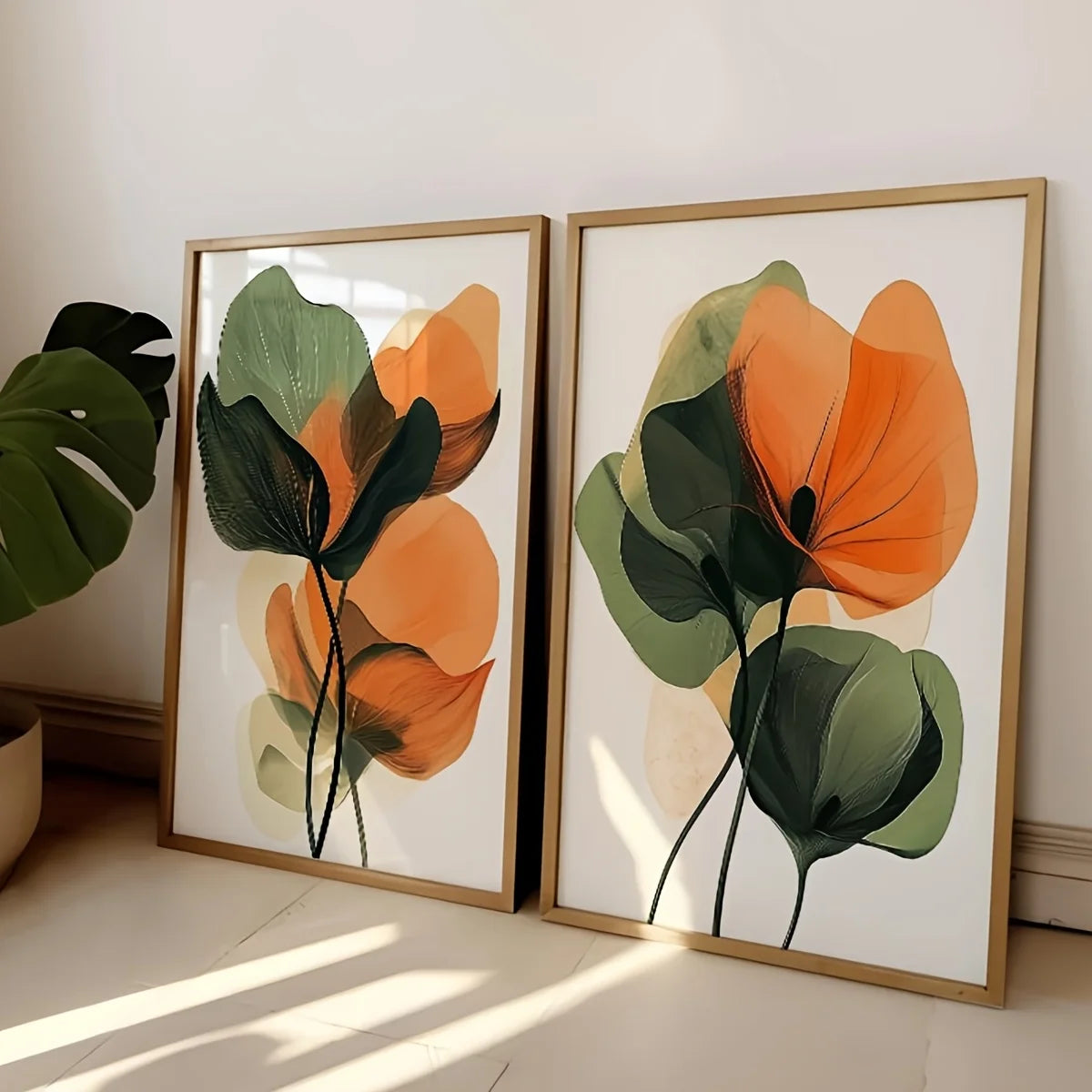 Boho Abstract Floral Canvas Set